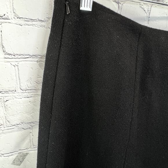 CHAPS Black Wool Blend A-Line Skirt 12 Side Zip Lined Classic Modest Religious - Picture 7 of 8